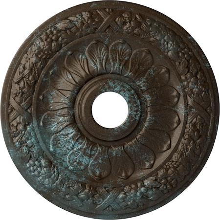 Ekena Millwork Swindon Ceiling Medallion (Fits Canopies up to 6 1/8"), 24"OD x 4"ID x 1 1/2"P, Bronze Blue Patina CM24SWBBS